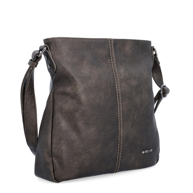 Crossbody kabelka s jednoduchým prešívaním Tangerin materiál syntetická koža zapínanie na zips farba sivá veľkosť stredná 8003 ANT