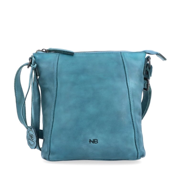 Malá kožená crossbody s prešívaním Noelia Bolger materiál kože zapínanie na zips farba tyrkysová veľkosť malá NB 2086 TYR Spredu