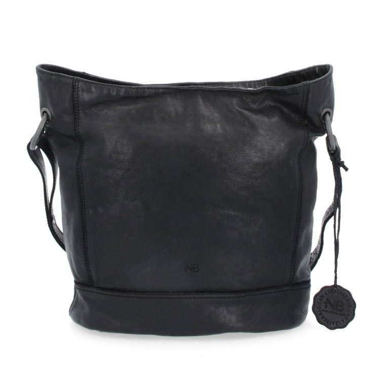Kožená crossbody kabelka s dizajnovým prešívaním Noelia Bolger materiál kože zapínanie na zips farba čierna veľkosť stredná NB 2089 C Spredu