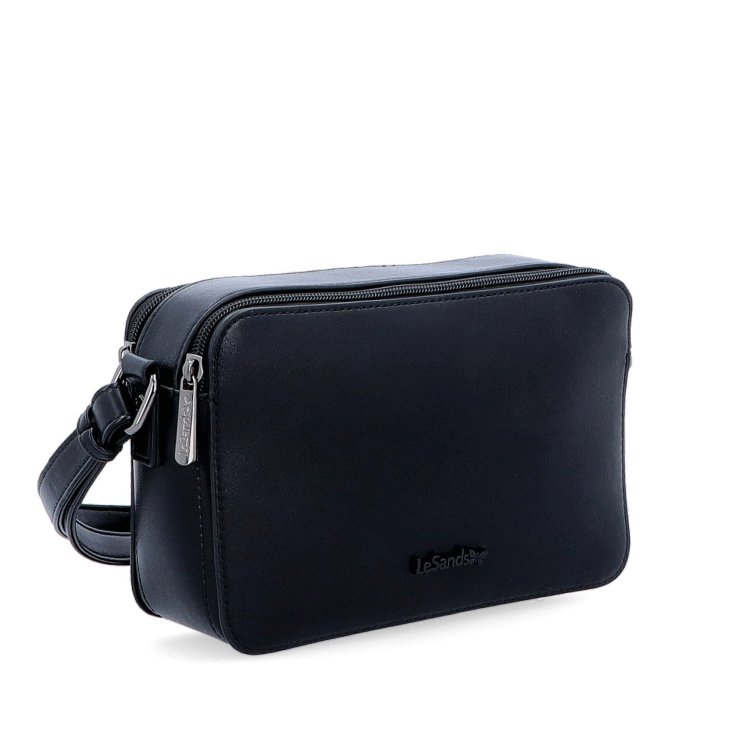 Praktická crossbody kabelka s dvoma vreckami Le Sands materiál syntetická koža zapínanie na zips farba čierna veľkosť malá 7717 C