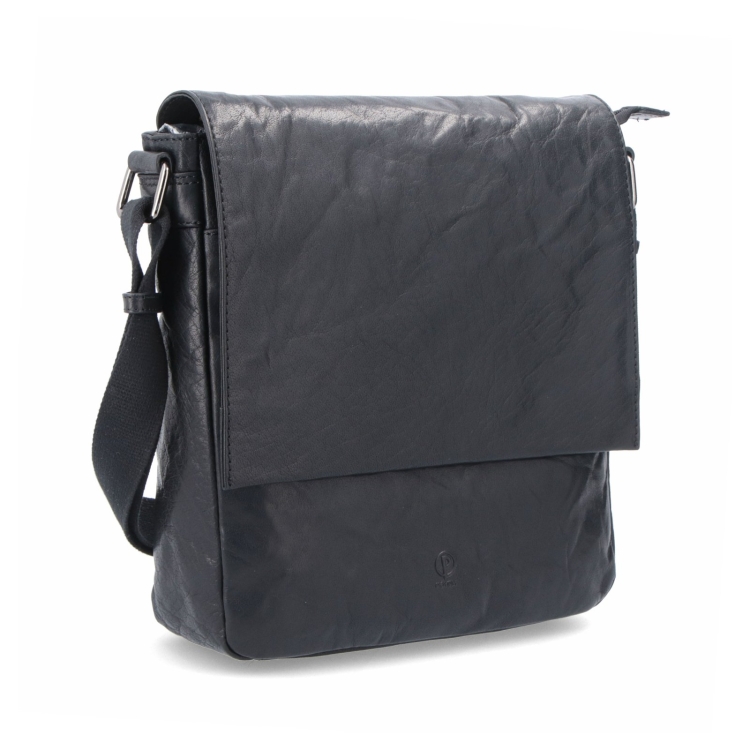 Kožená crossbody taška s chlopňou Poyem materiál kože zapínanie s chlopňou farba čierna veľkosť stredná 2207 Poyem C