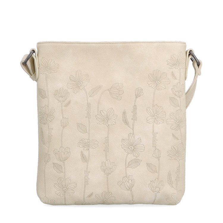 Stredne veľká crossbody kabelka s motívom Indee materiál syntetická koža zapínanie na zips farba béžová veľkosť malá 6329 BE Spredu