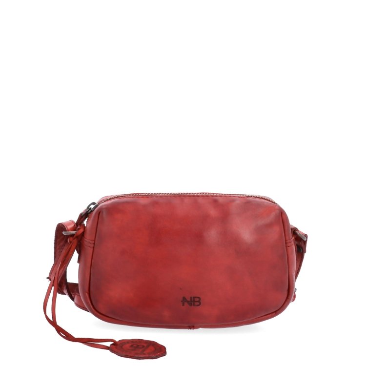 Minimalistická kožená crossbody kabelka Noelia Bolger materiál kože zapínanie na zips farba červená veľkosť malá NB 2417 CV Spredu