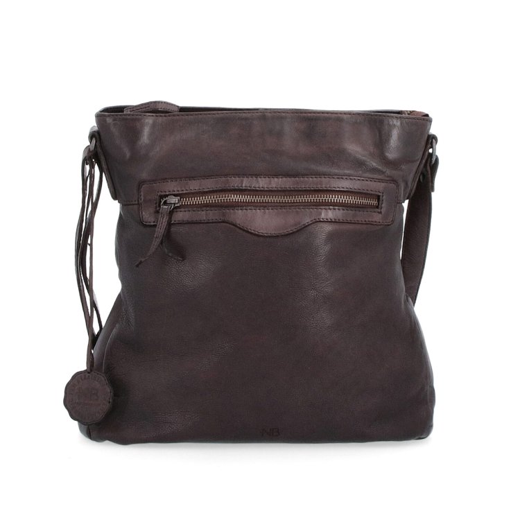 Kožená crossbody s predným vreckom na zips Noelia Bolger materiál kože zapínanie na zips farba hnedá veľkosť stredná NB 2103 H Spredu