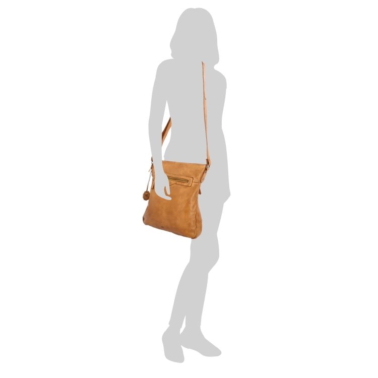 Kožená crossbody s predným vreckom na zips Noelia Bolger materiál kože zapínanie na zips farba žltá veľkosť stredná NB 2103 ZLU Na postave
