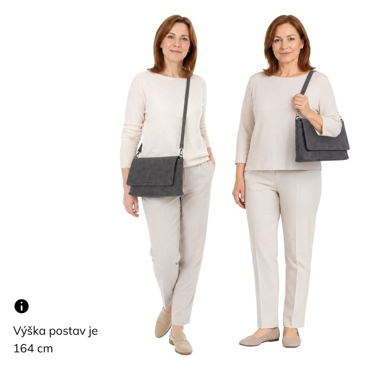 Praktická kabelka s chlopňou a premysleným usporiadaním Tangerin materiál syntetická koža zapínanie s chlopňou farba hnedá veľkosť stredná 1122 H Na postave