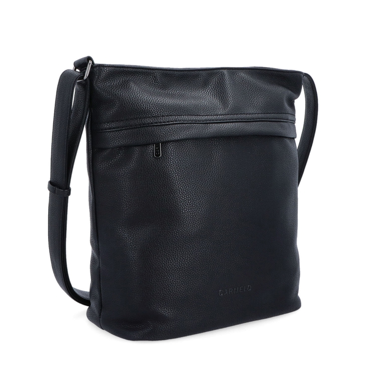 Väčšia crossbody kabelka s členením Carmelo materiál syntetická koža zapínanie na zips farba čierna veľkosť veľká 4322 C