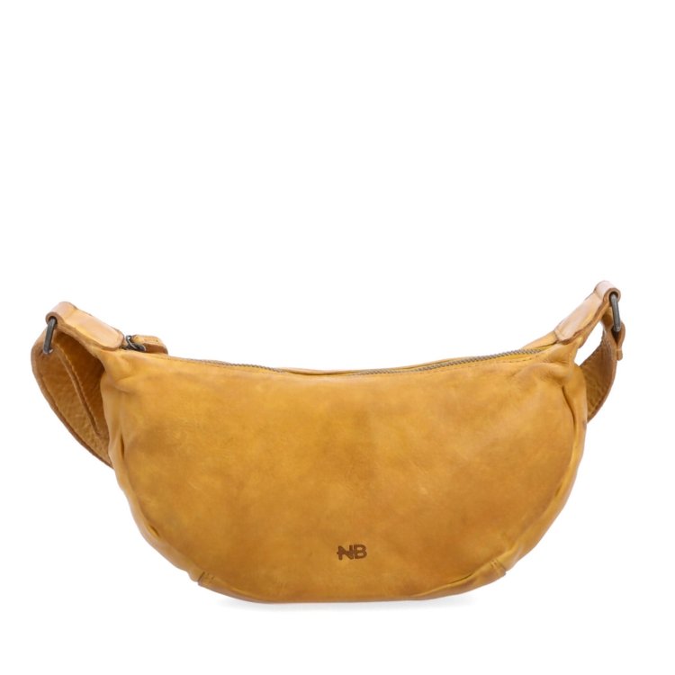 Malá kožená moonbag kabelka Noelia Bolger materiál kože zapínanie na zips farba žltá veľkosť malá NB 2411 ZLU Spredu