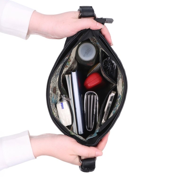 Crossbody kabelka s nastaviteľným popruhom Tangerin materiál syntetická koža zapínanie na zips farba sivá veľkosť stredná 8049 ANT Vnútro
