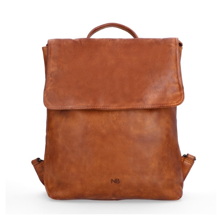 Kožený batoh s chlopňou vo vintage štýle Noelia Bolger materiál kože zapínanie na zips farba koňaková veľkosť stredná NB 2014 KO Spredu