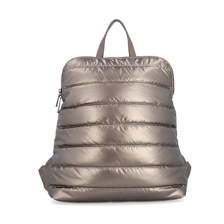 Prešívaný batoh z nadýchaného nylonu Carmelo materiál nylon zapínanie na zips farba metalíza veľkosť stredná 4384 BR Spredu