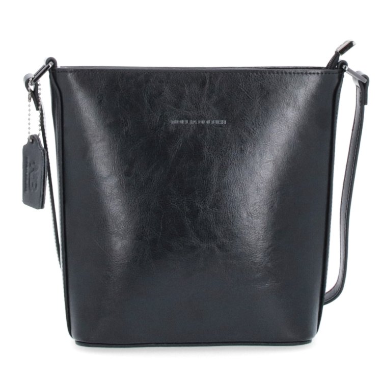 Malá elegantná kožená crossbody kabelka Noelia Bolger materiál kože zapínanie na zips farba čierna veľkosť malá NB 0065 C Spredu