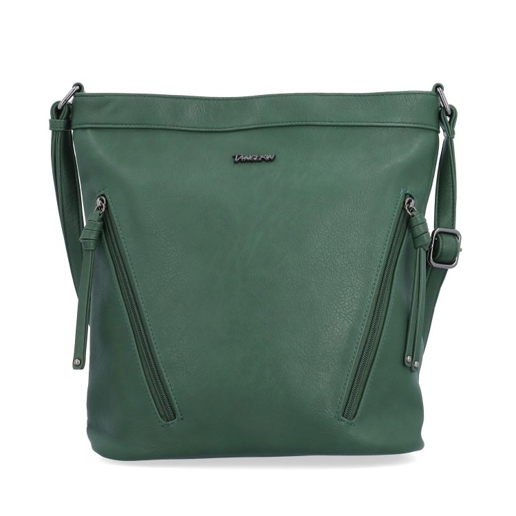 Crossbody kabelka s ozdobnými zipsami Tangerin materiál syntetická koža zapínanie na zips farba zelená veľkosť stredná 8050 TZE Spredu