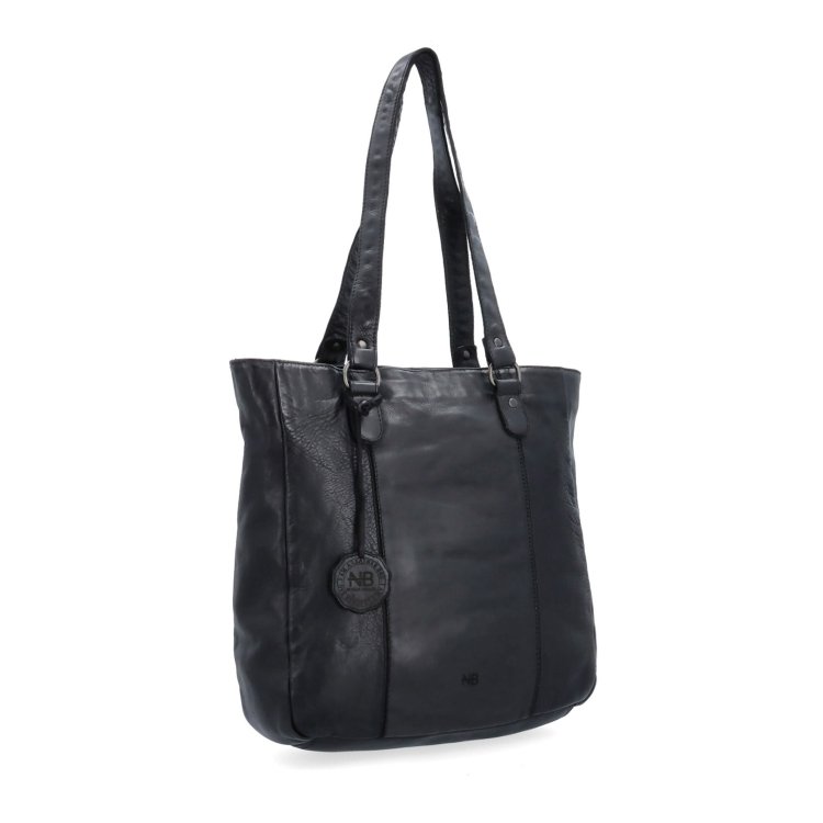Prešívaná kožená shopper kabelka cez rameno Noelia Bolger materiál kože zapínanie na zips farba čierna veľkosť stredná NB 2062 C