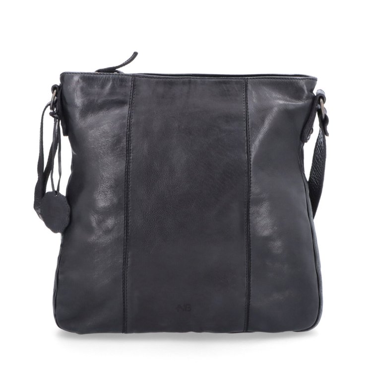 Kožená crossbody kabelka s prešívaním Noelia Bolger materiál kože zapínanie na zips farba čierna veľkosť stredná NB 2002 C Spredu