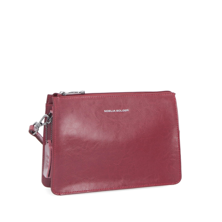 Malá kožená crossbody kabelka Noelia Bolger materiál kože zapínanie na zips farba červená veľkosť malá NB 0046 TCV