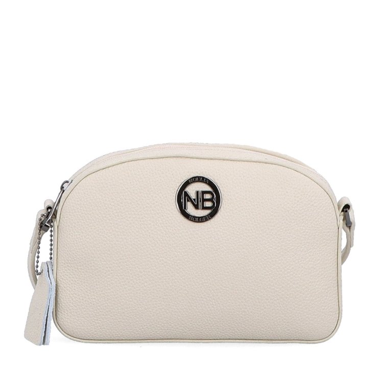 Malá kožená crossbody kabelka s vreckom na zips Noelia Bolger materiál kože zapínanie na zips farba béžová veľkosť malá NB 3013 K Spredu