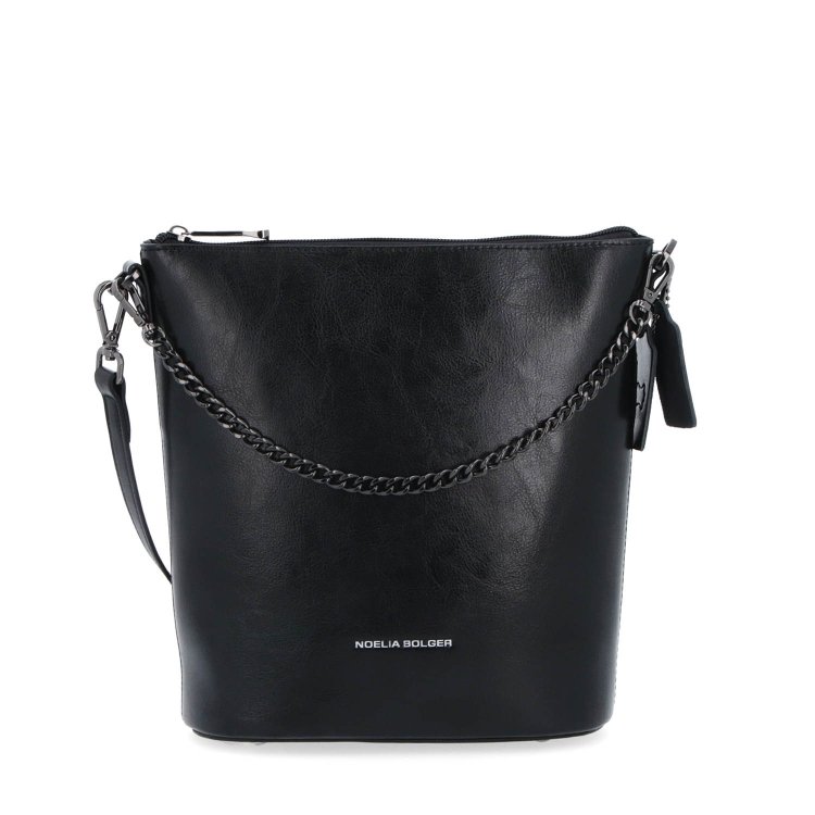 Elegantná kožená crossbody s retiazkou Noelia Bolger materiál kože zapínanie na zips farba čierna veľkosť malá NB 0048 C Spredu
