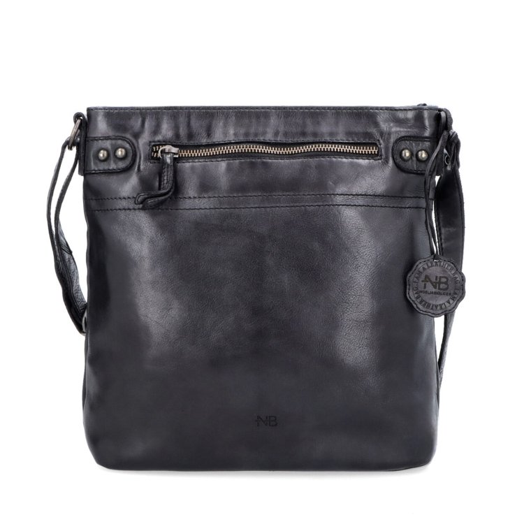 Kožená vintage crossbody s vreckami Noelia Bolger materiál kože zapínanie na zips farba čierna veľkosť stredná NB 2006 C Spredu