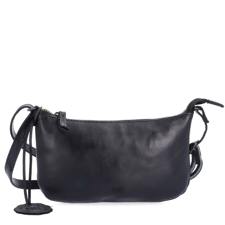 Malá elegantná kožená crossbody kabelka Noelia Bolger materiál kože zapínanie na zips farba čierna veľkosť malá NB 2420 C Spredu