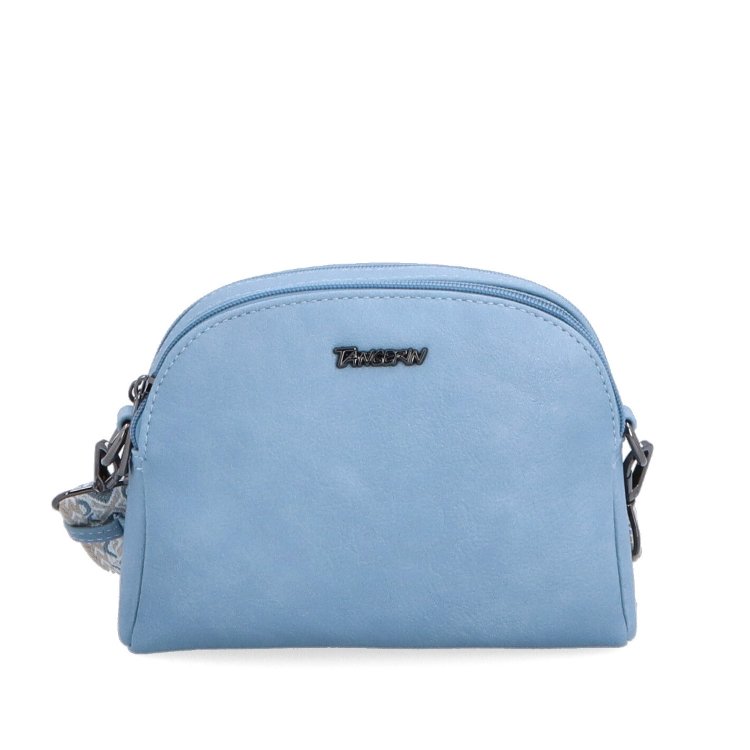 Malá crossbody kabelka s výrazným popruhom Tangerin materiál syntetická koža zapínanie na zips farba modrá veľkosť malá 8044 SM Spredu