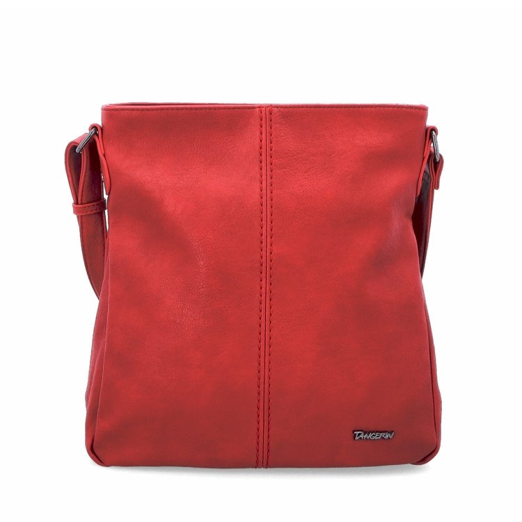 Crossbody kabelka s jednoduchým prešívaním Tangerin materiál syntetická koža zapínanie na zips farba červená veľkosť stredná 8003 CV Spredu
