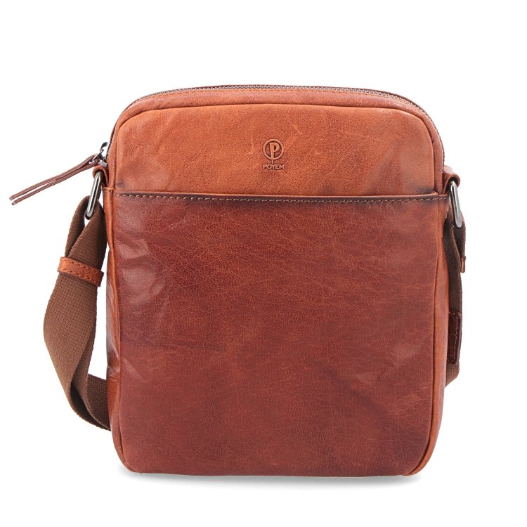 Kožená crossbody taška Poyem materiál kože farba koňaková veľkosť malá 2200 Poyem KO Spredu