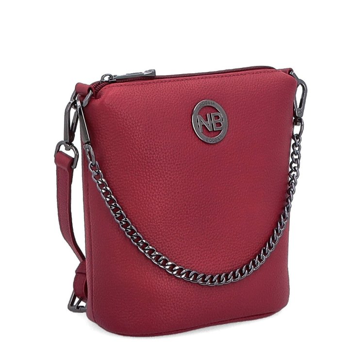 Malá kožená crossbody kabelka s výraznou retiazkou Noelia Bolger materiál kože zapínanie na zips farba červená veľkosť malá NB 3016 CV