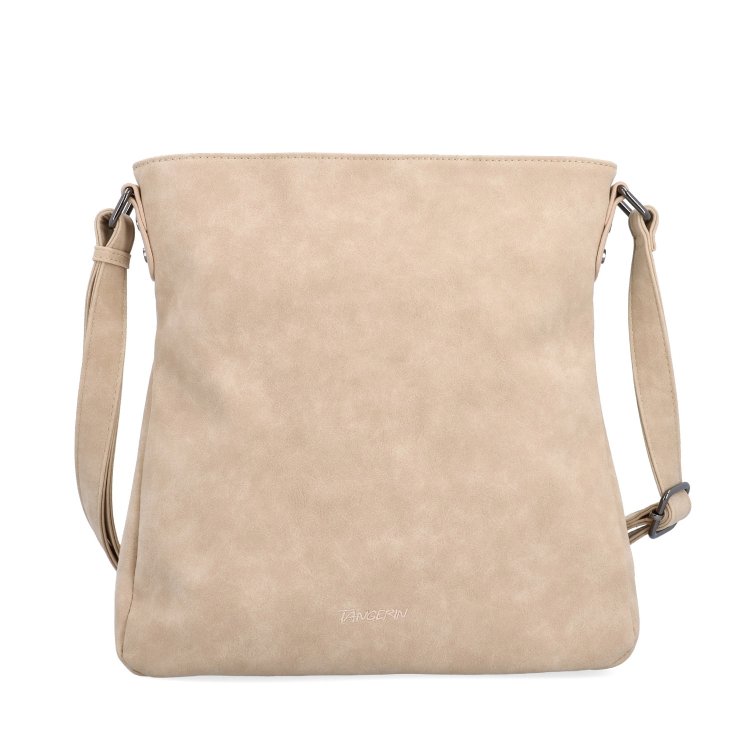 Štýlová crossbody kabelka s čistým dizajnom Tangerin materiál syntetická koža zapínanie na zips farba béžová veľkosť stredná 1101 BE Spredu