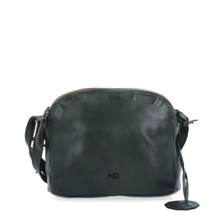 Kvalitná kožená crossbody kabelka Noelia Bolger materiál kože zapínanie na zips farba zelená veľkosť malá NB 2408 ZE Spredu
