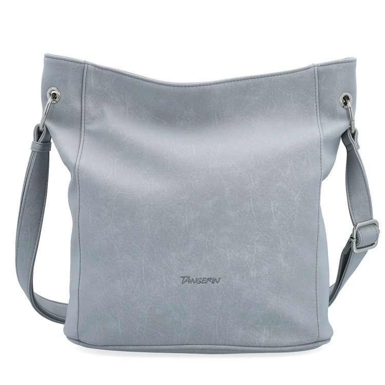 Mestská crossbody kabelka s hebkým povrchom a deleným vnútrom Tangerin materiál syntetická koža zapínanie na zips farba sivá veľkosť stredná 7015 SS Spredu