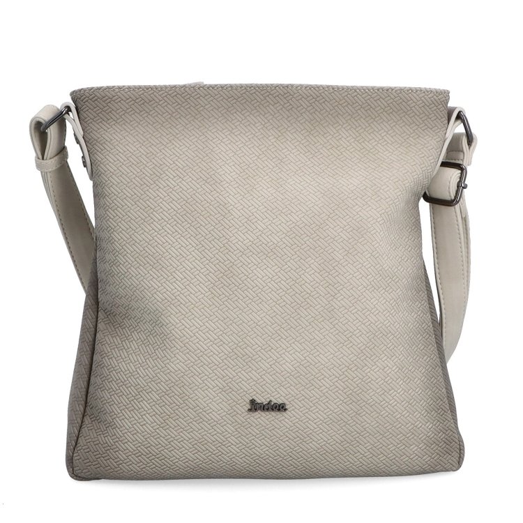 Stredná jednoduchá crossbody kabelka Indee materiál syntetická koža zapínanie na zips farba béžová veľkosť stredná 6317 K Spredu