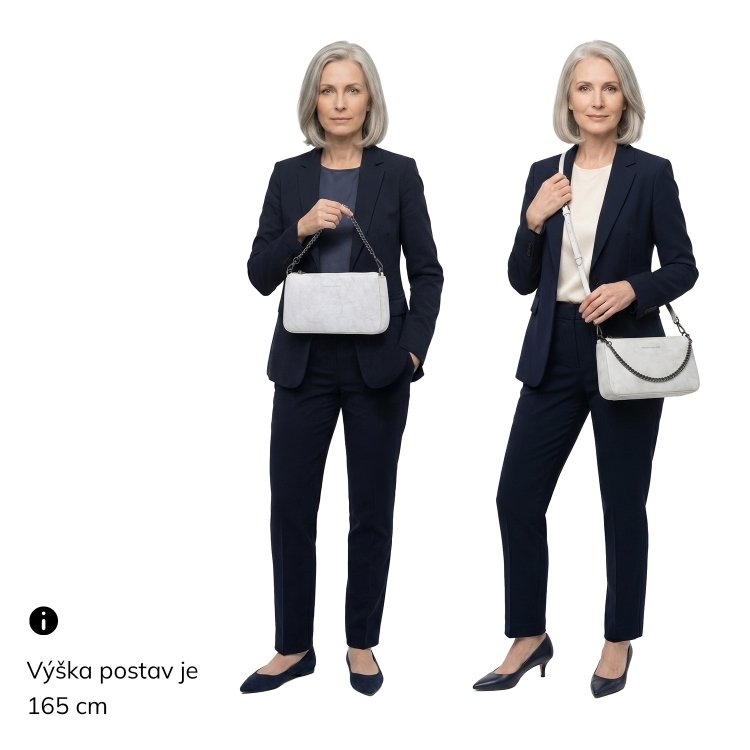 Kvalitná kožená kabelka s ozdobnou retiazkou Noelia Bolger materiál kože zapínanie na zips farba biela veľkosť malá NB 0110 OW Na postave
