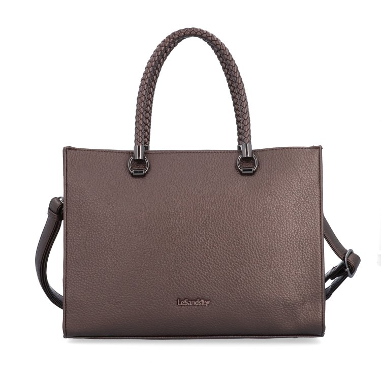 Dámska kabelka s odnímateľným crossbody popruhom Le Sands materiál syntetická koža zapínanie na zips farba metalíza veľkosť stredná 4648 BR Spredu