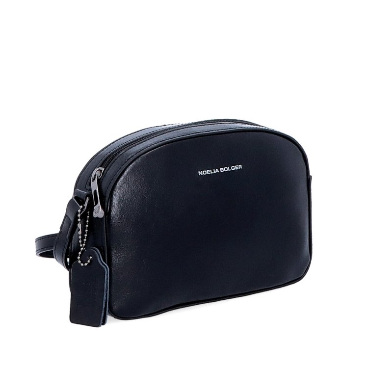 Malá minimalistická kožená crossbody kabelka Noelia Bolger materiál kože zapínanie na zips farba čierna veľkosť malá NB 0106 C