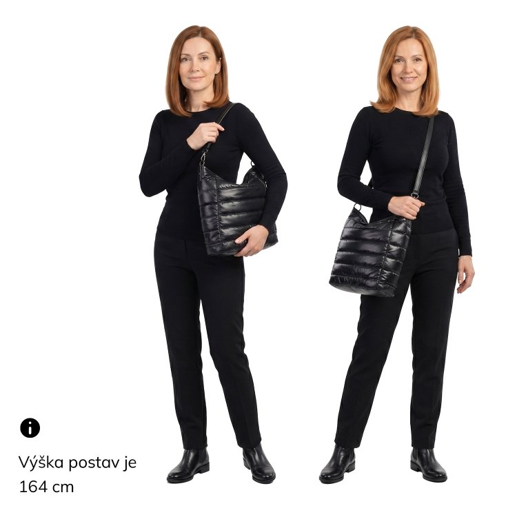 Mäkká kabelka s prešívaním a elegantným štýlom Carmelo materiál nylon zapínanie na zips farba vínová veľkosť stredná 4383 BO Na postave