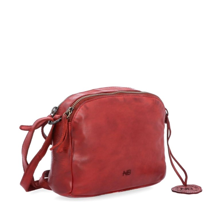 Kvalitná kožená crossbody kabelka Noelia Bolger materiál kože zapínanie na zips farba červená veľkosť malá NB 2408 CV
