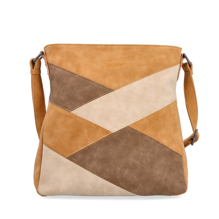 Crossbody kableka s originálnym dizajnom Tangerin materiál syntetická koža zapínanie na zips farba koňaková veľkosť stredná 1118 CAM Spredu
