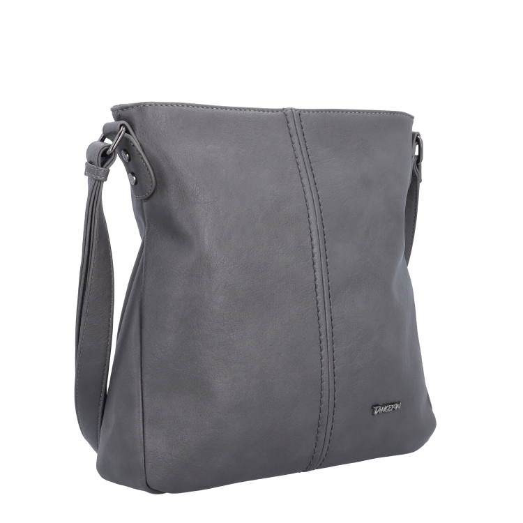 Crossbody kabelka s jednoduchým prešívaním Tangerin materiál syntetická koža zapínanie na zips farba sivá veľkosť stredná 8003 TS