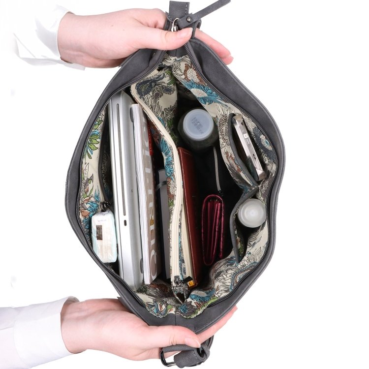 Praktická crossbody taška zo syntetického materiálu Tangerin materiál syntetická koža zapínanie na zips farba sivá veľkosť veľká 1108 ANT Vnútro