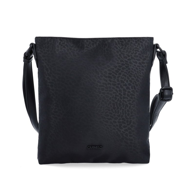 Štýlová dámska crossbody kabelka z nylonu Carmelo materiál nylon zapínanie na zips farba čierna veľkosť malá 6606 C LE Spredu