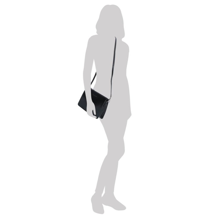 Malá kožená crossbody kabelka Noelia Bolger materiál kože zapínanie na zips farba čierna veľkosť malá NB 0046 C Na postave