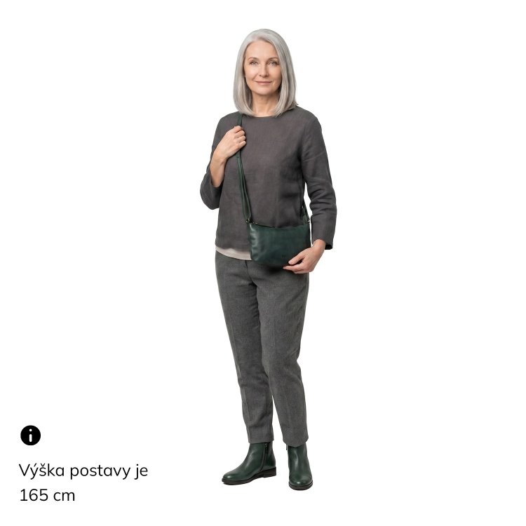 Malá elegantná kožená crossbody kabelka Noelia Bolger materiál kože zapínanie na zips farba zelená veľkosť malá NB 2420 ZE Na postave