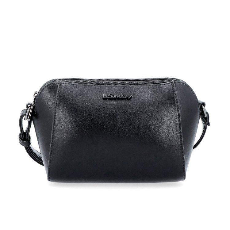 Menšia crossbody kabelka s dvoma vreckami Le Sands materiál syntetická koža zapínanie na zips farba čierna veľkosť malá 7716 C Spredu