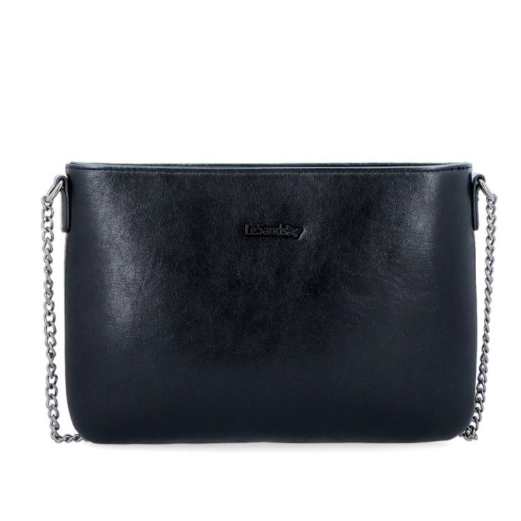 Elegantná crossbody kabelka s retiazkou Le Sands materiál syntetická koža zapínanie na zips farba čierna veľkosť malá 7707 C Spredu