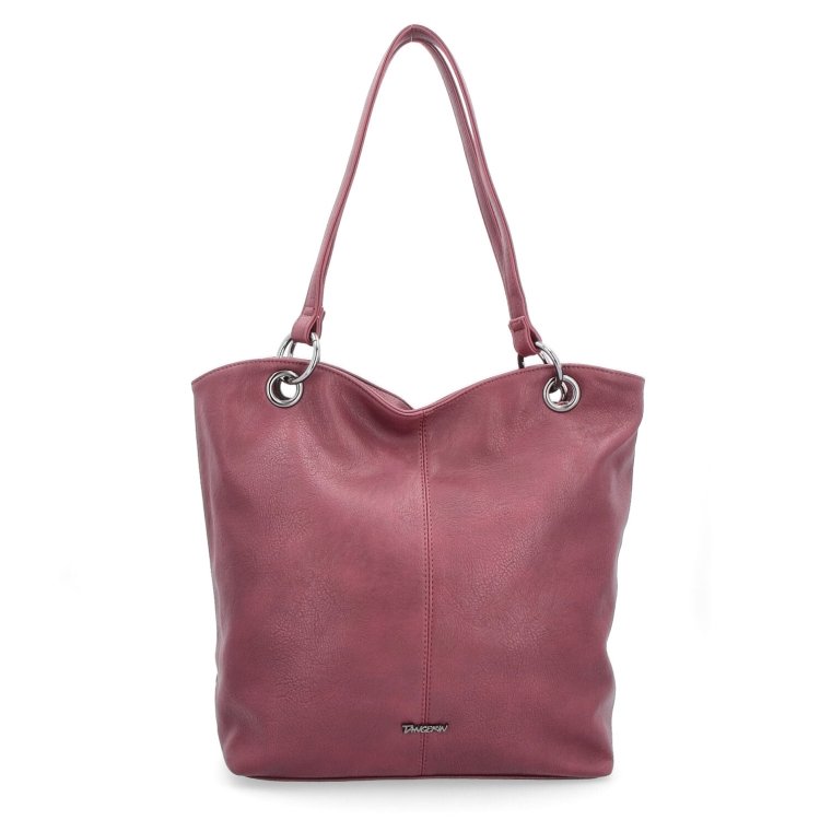Veľká shopper kabelka cez rameno Tangerin materiál syntetická koža zapínanie na zips farba vínová veľkosť veľká 8025 BO Spredu