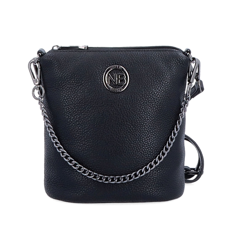 Malá kožená crossbody kabelka s výraznou retiazkou Noelia Bolger materiál kože zapínanie na zips farba čierna veľkosť malá NB 3016 C Spredu