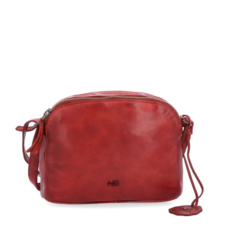 Kvalitná kožená crossbody kabelka Noelia Bolger materiál kože zapínanie na zips farba červená veľkosť malá NB 2408 CV Spredu