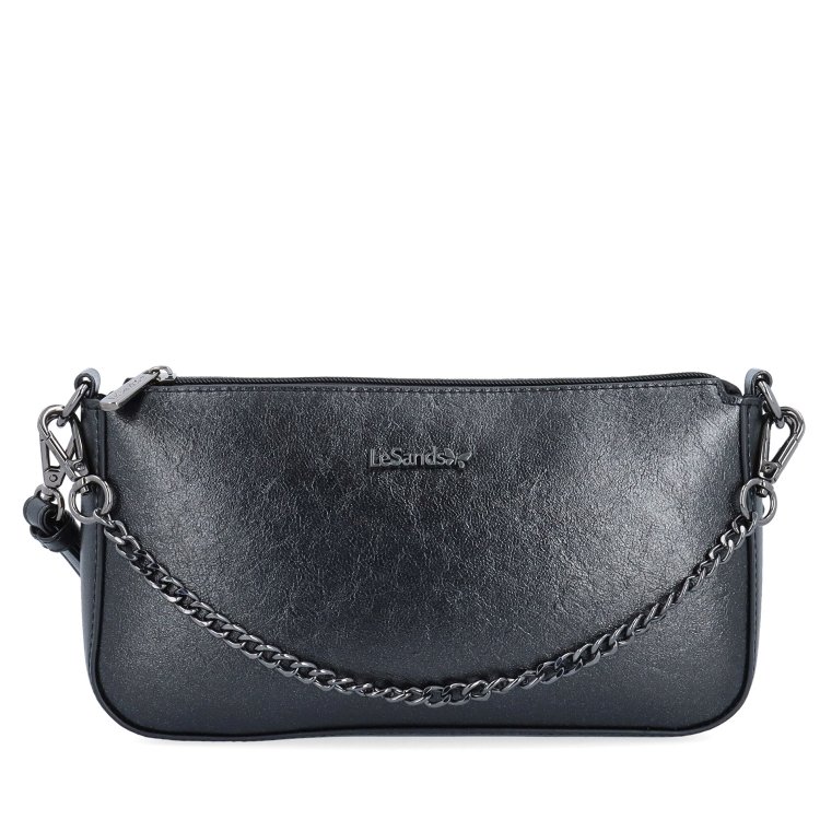 Malá crossbody kabelka s odnímateľnou retiazkou Le Sands materiál syntetická koža zapínanie na zips farba sivá veľkosť malá 4610 ANT Spredu
