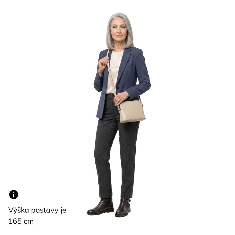 Luxusná malá kožená crossbody kabelka Noelia Bolger materiál kože zapínanie na zips farba béžová veľkosť malá NB 0080 BE Na postave